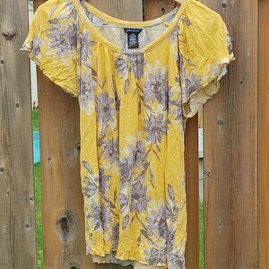 PRETTY RETRO Jules and James Floral Blouse Flutter Sleeves Women's Medium